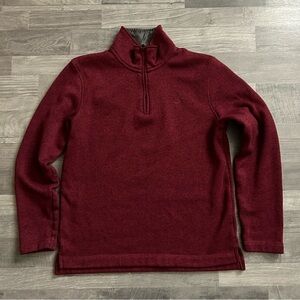 Wrangler Men's Red Long Sleeve Fleece Quarter Zip Sweater S